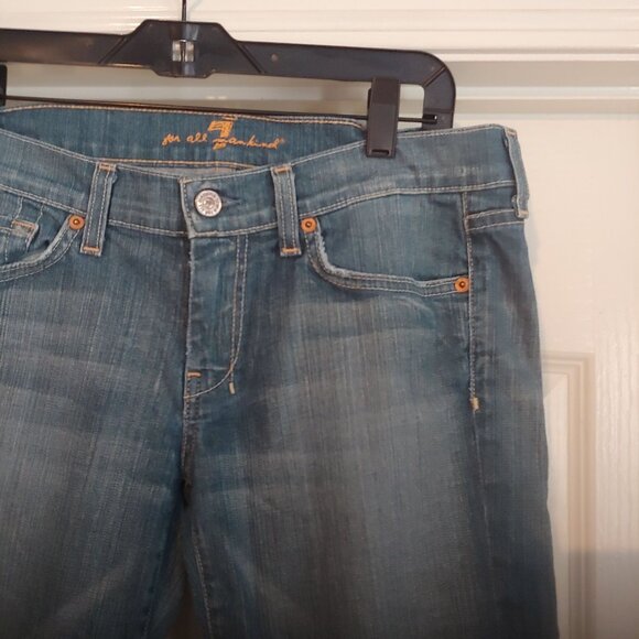 7 For all Mankind Dojo Jorts Womens Shorts Stretch Logo Denim Jean 29 Y2K - Picture 3 of 12